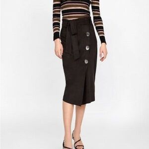Zara asymmetrical faux suede wrap skirt